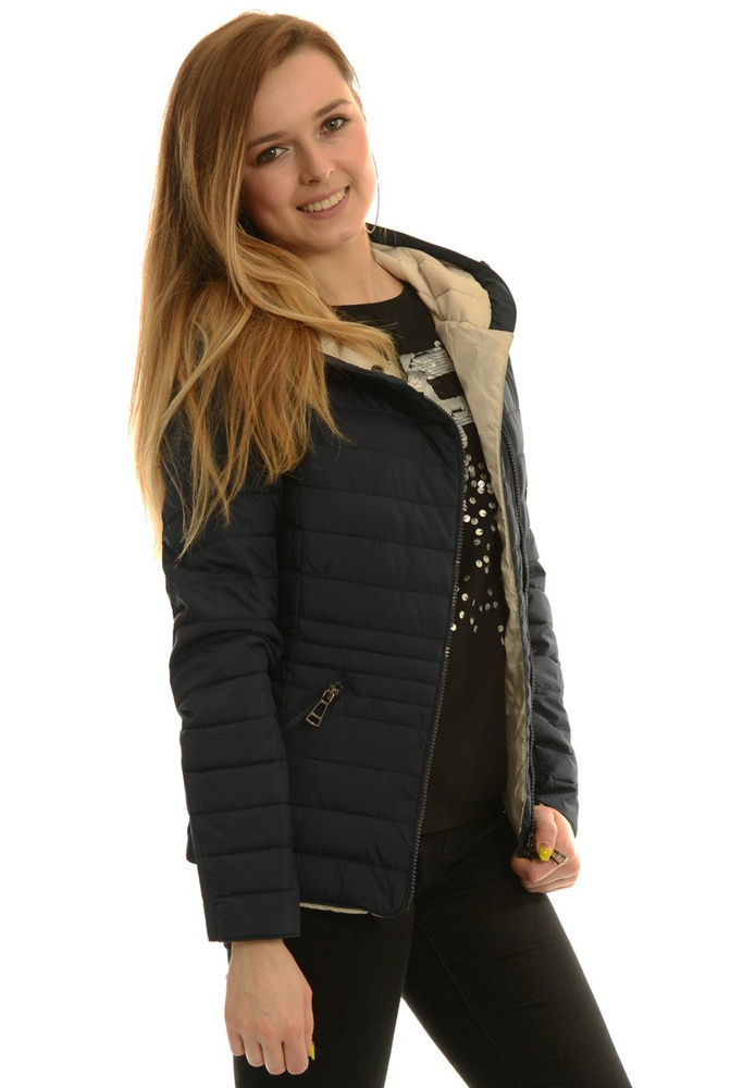 Damska Jesienna Wiosenna Kurtka Ortalionowa Granatowa