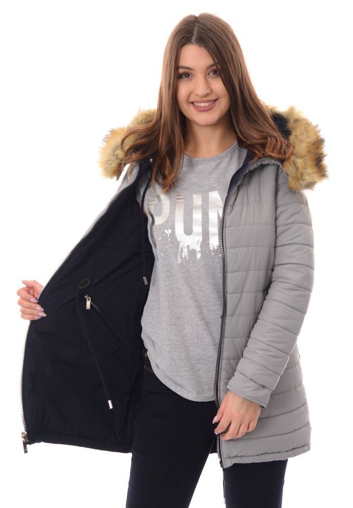 Damska Dwustronna Zimowa Kurtka Molly Granatowa