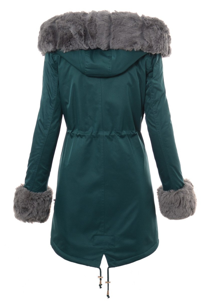 Kurtka Patrycja Zielona Z Szarym Futerkiem