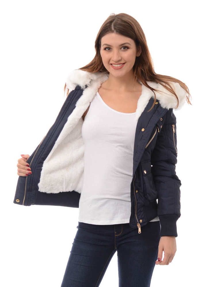 Damska Zimowa Kurtka Bomberka Beata Granatowa