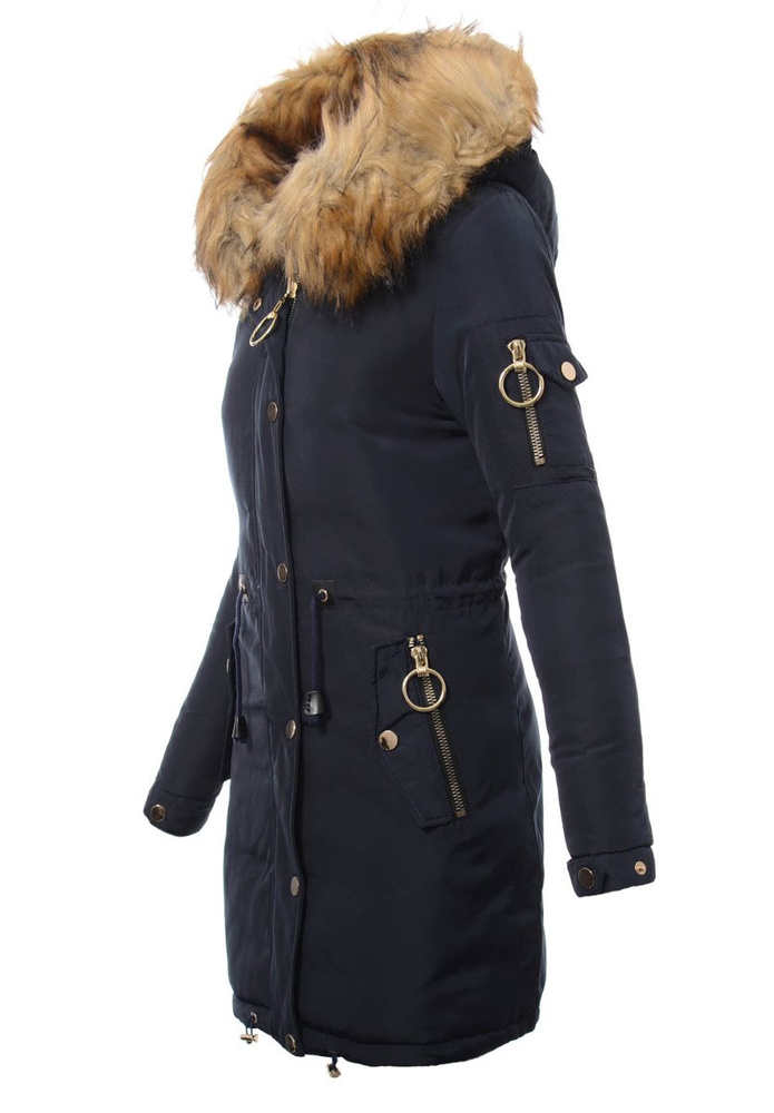 Damska Dwustronna Zimowa Kurtka Granatowa