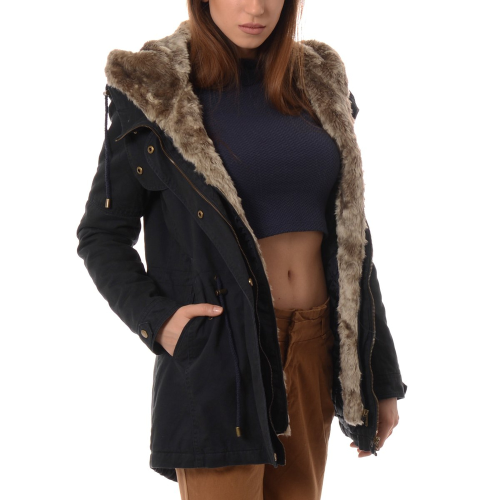 Damska Zimowa Parka Granatowa