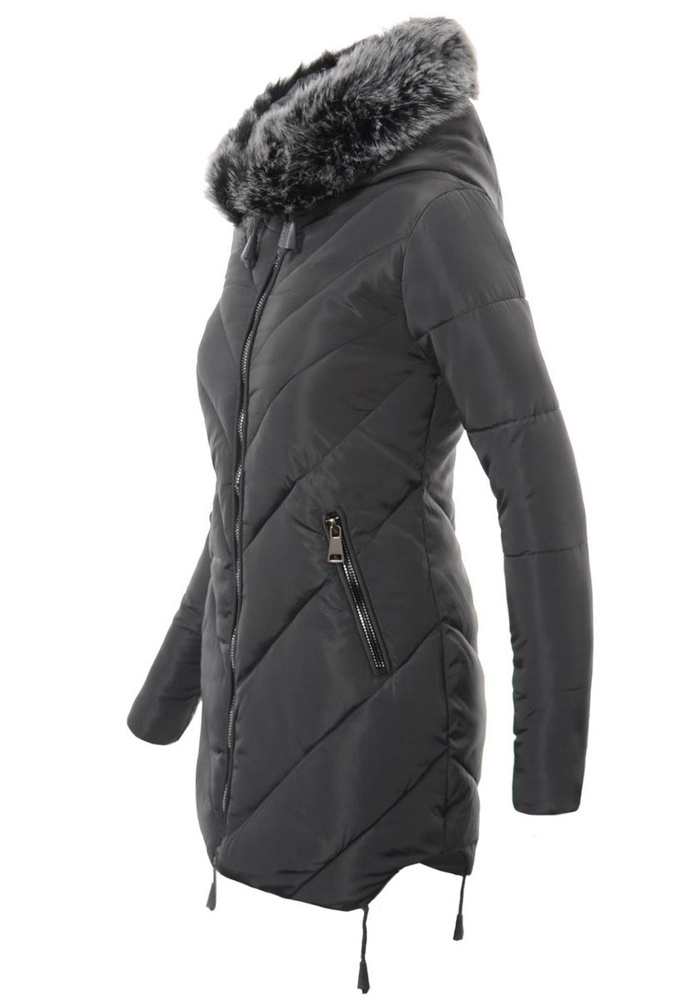 Damska Zimowa Kurtka Ortalionowa Lucyna Ciemno Szara