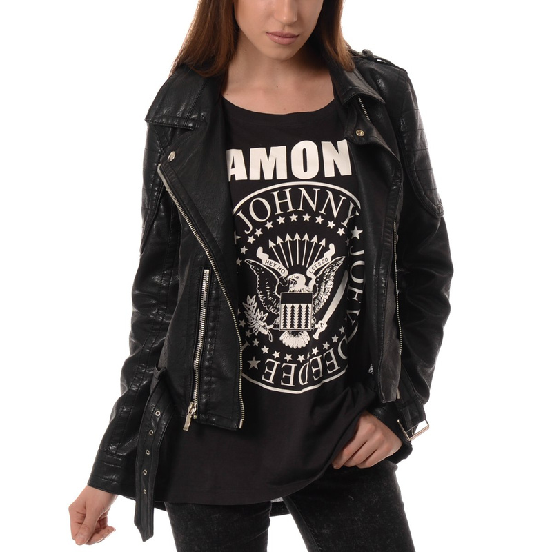 Damska Skórzana Kurtka Ramoneska Czarna