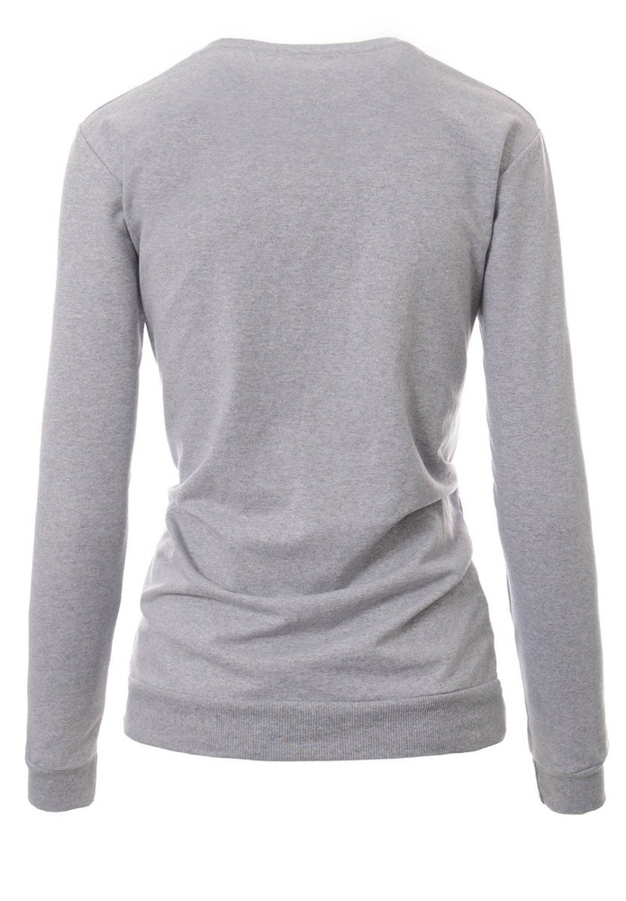 Damska Bluza Bawełniana Nadruk Kwiat Jasno Szara