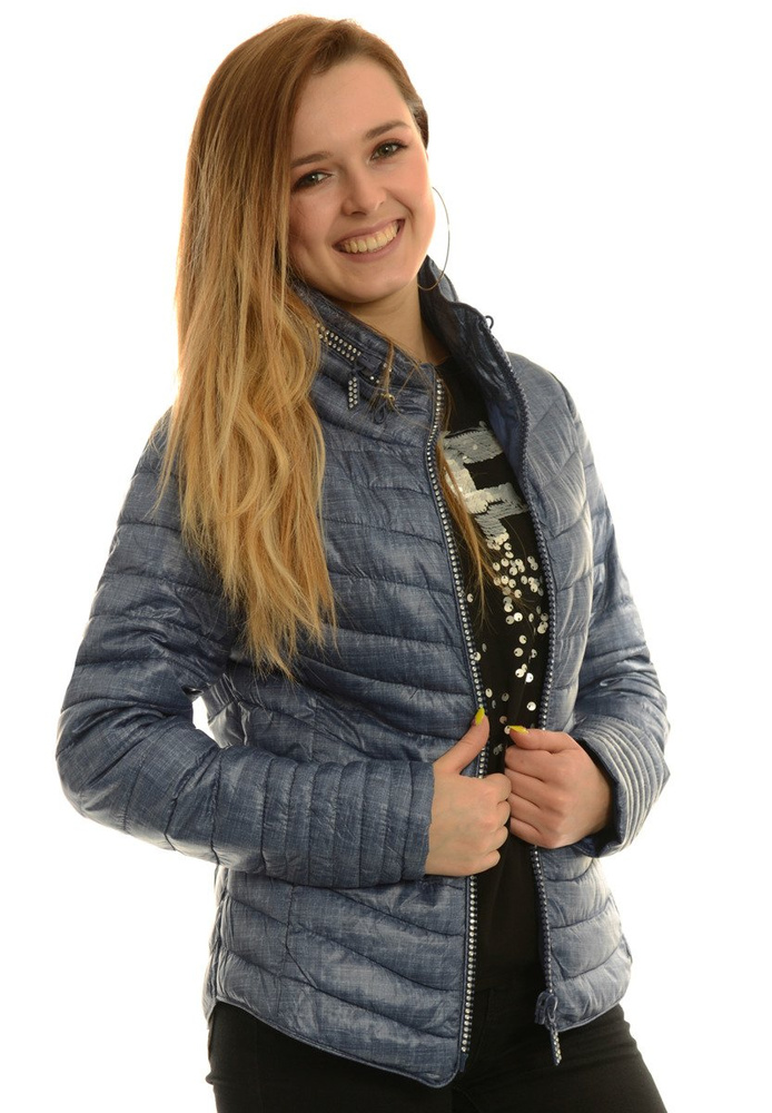 Damska Jesienna Wiosenna Kurtka Ortalionowa Granatowa Melanż