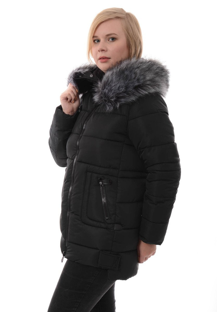 Damska Zimowa Ortalionowa Kurtka Czarna