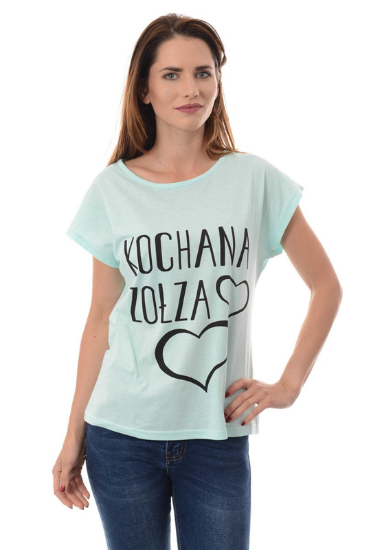 Damska Koszulka Krótki Rękaw T-Shirt Nadruk Kochana Zołza Zielona