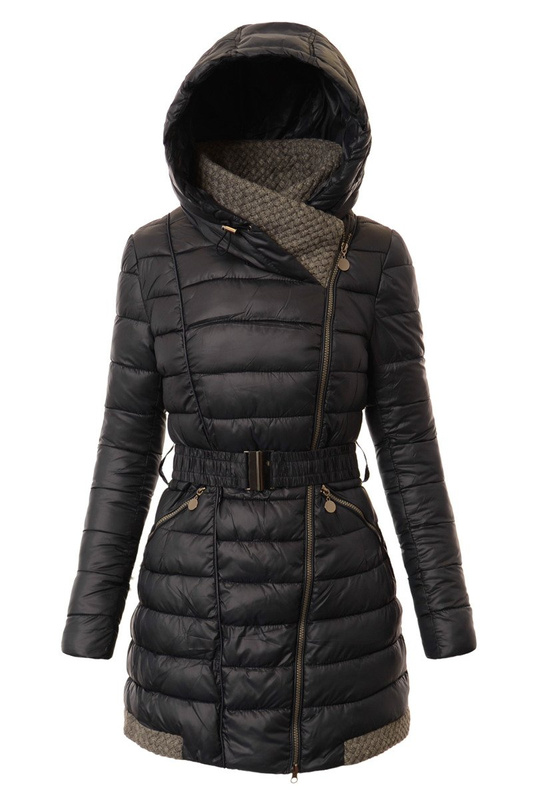 Damska Długa Zimowa Ortalionowa Kurtka Rose Granatowa