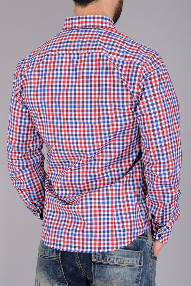 Męska Elegancka Koszula Wizytowa W Drobną Kratkę