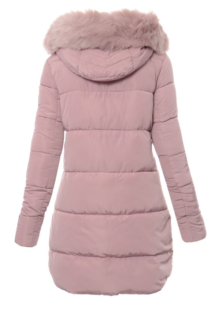 Damska Długa Zimowa Kurtka Ortalionowa Różowa