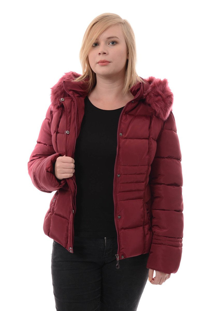 Damska Zimowa Ortalionowa Kurtka Bordowa