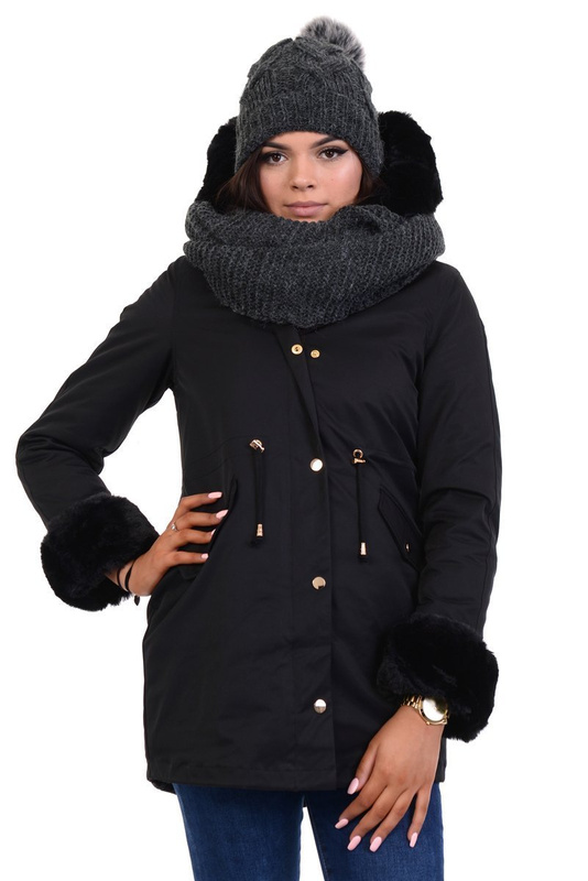 Komplet Damski Butelkowo Zielony Czapka z Kominem 