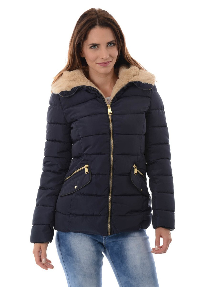 Damska Zimowa Kurtka Ortalionowa Emma Granatowa