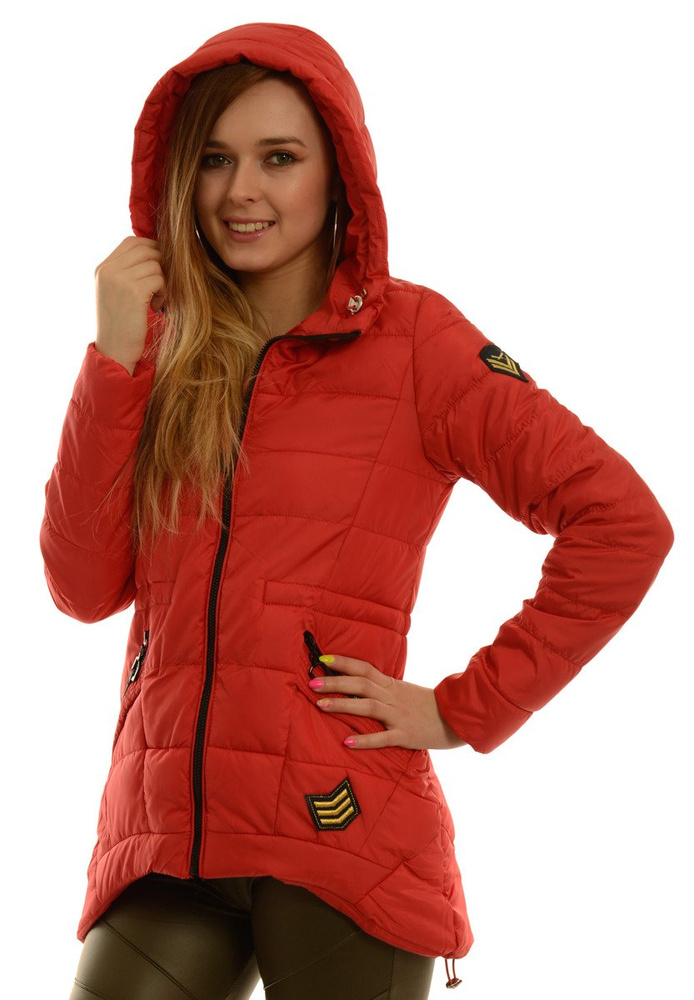 Damska Jesienna Wiosenna Kurtka Lilien Czerwona