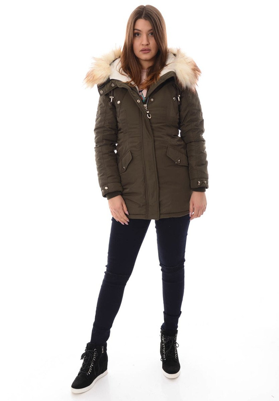 Damska Zimowa Kurtka Ortalionowa Zielona