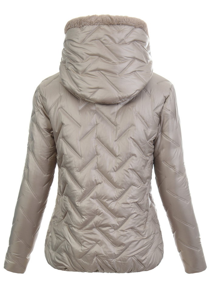 Damska Kurtka Zimowa Regina Beżowa z Beżowym Futerkiem