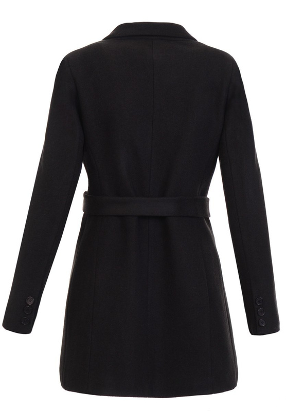 Dzianinowy Płaszcz Wiosenno- Jesienny Czarny