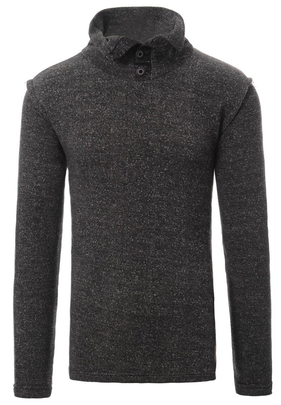 Męska Bluza Z Wysokim Kołnierzem Melanż Czarna