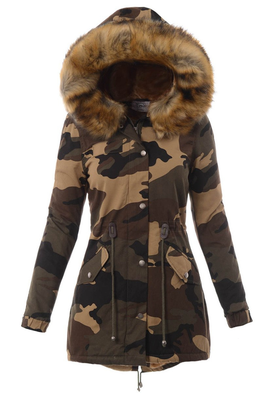 Parka Filomena Zielona z Brązowym Futerkiem