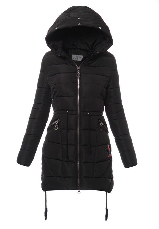 Damska Długa Zimowa Kurtka Ortalionowa Daga Czarna