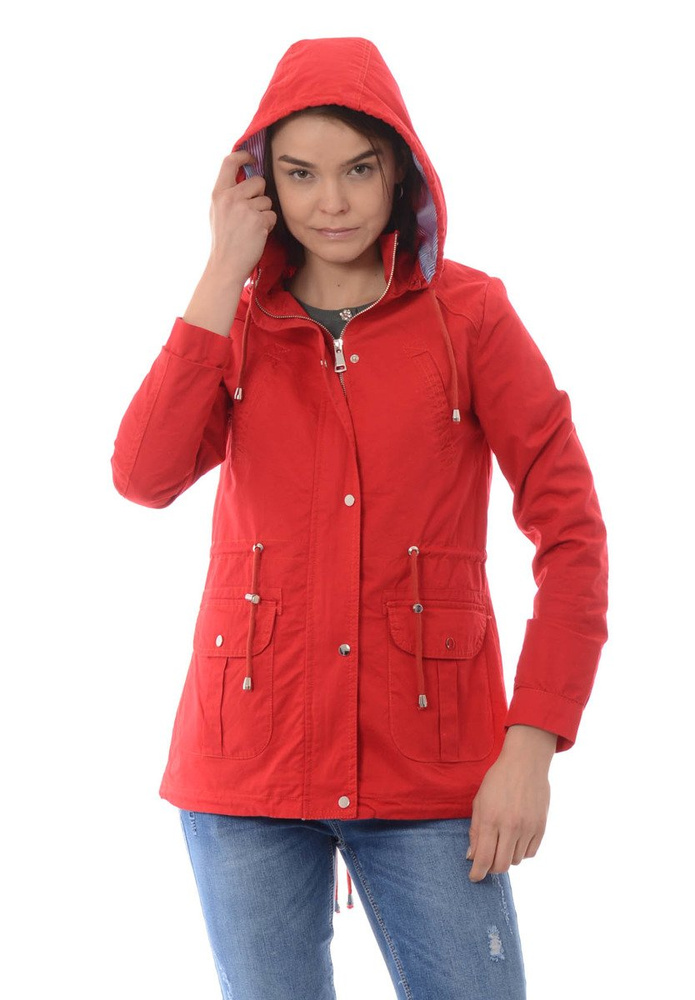 Damska Kurtka Parka Wiosenna Kasandra Czerwona
