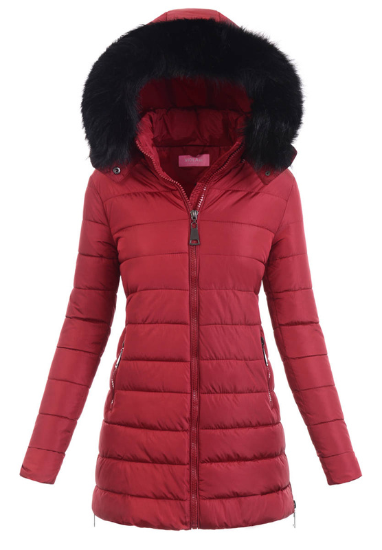 Damska Kurtka Zimowa Ortalionowa Florentyna Bordowa