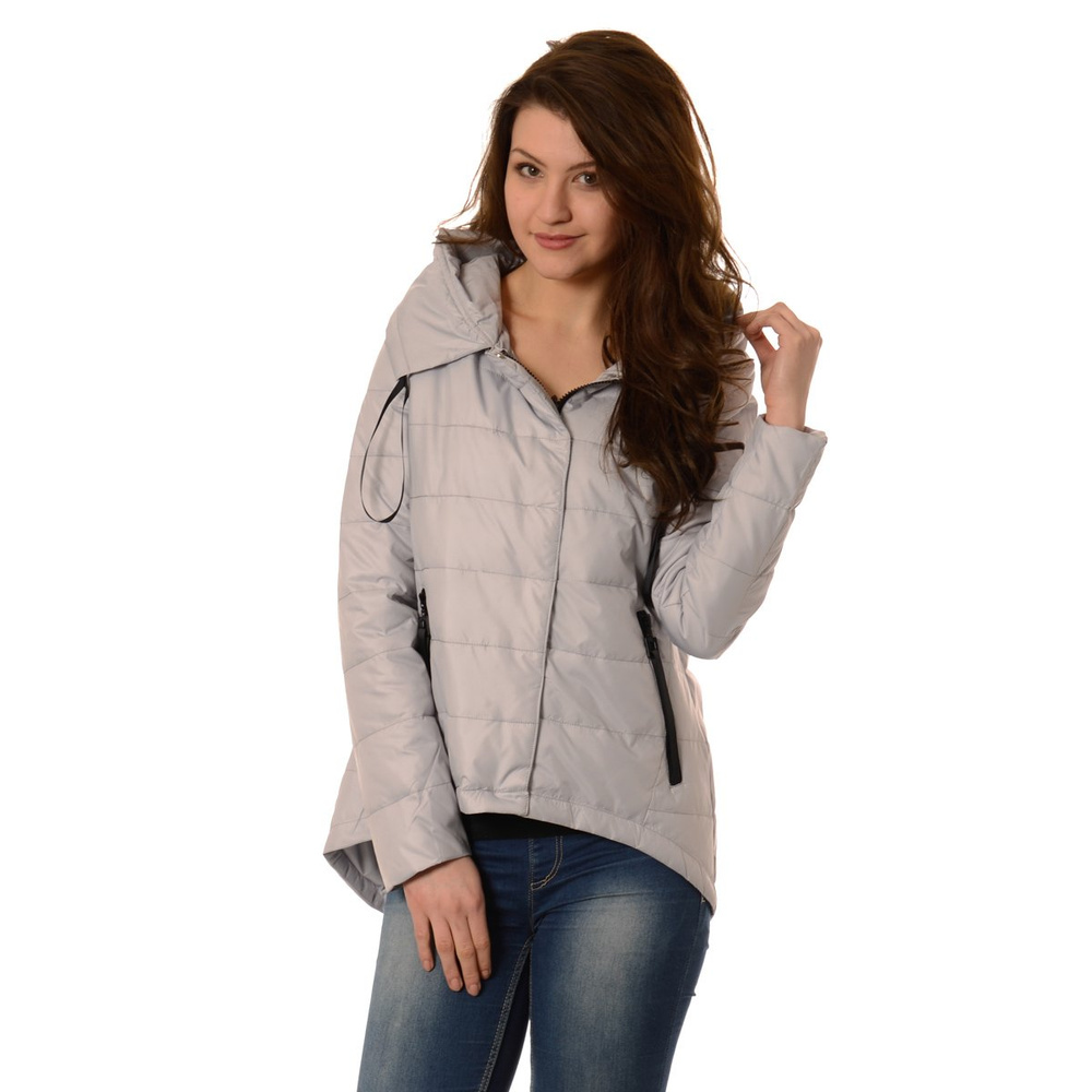 Kurtka Przejściowa Damska Asymetryczna Szara