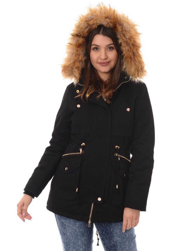 Piękna Damska Kurtka Parka =Czarna