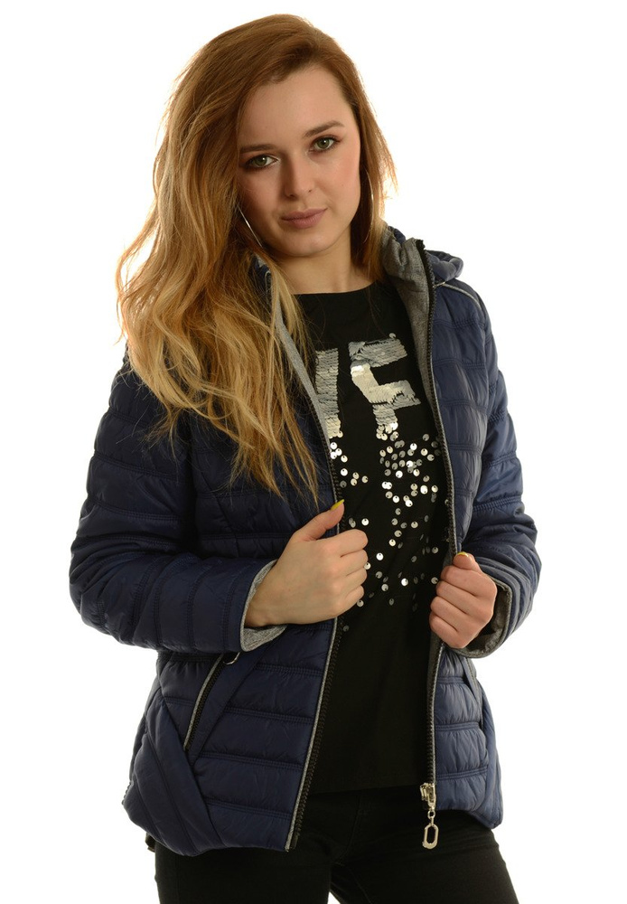 Damska Jesienna Wiosenna Kurtka Granatowa