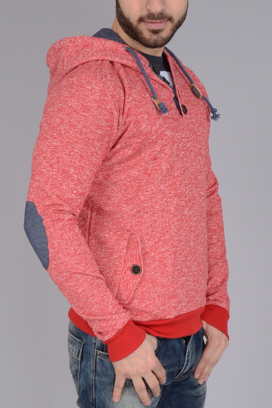 Męska Bluza z Kapturem Melanż Czerwona