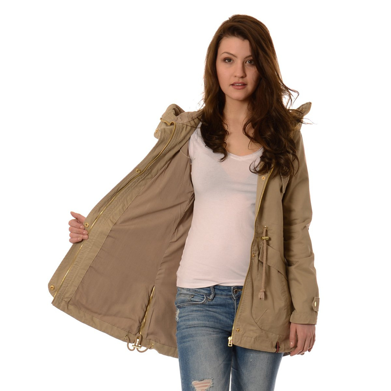 Damska Wiosenna Parka Beżowa
