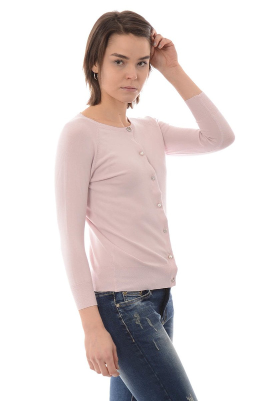Damska Bluzka Sweterek Zapinany Różowy