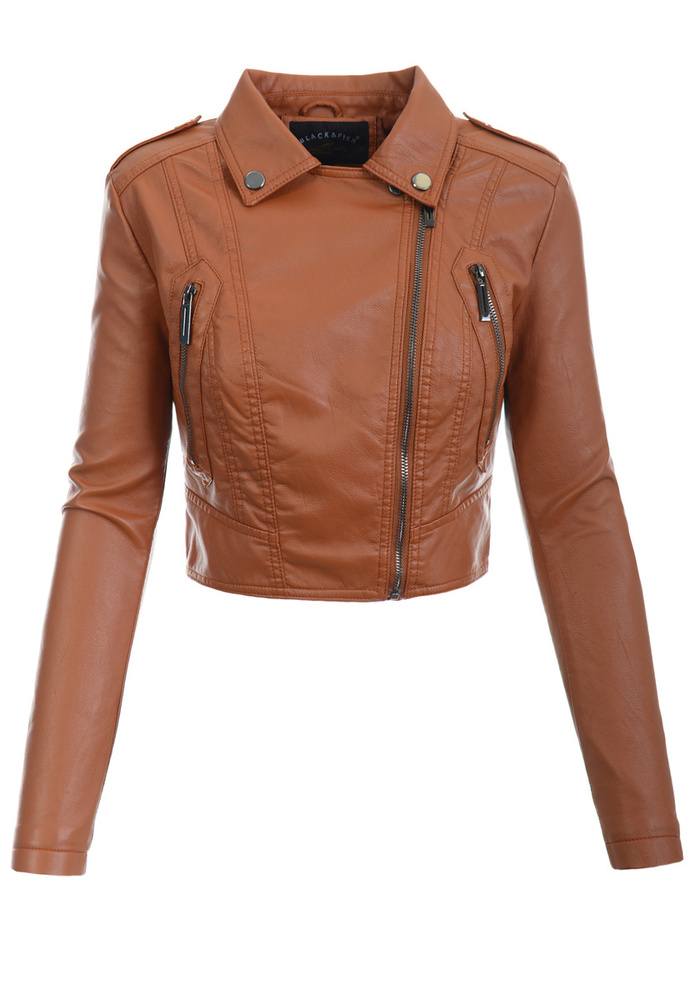 Damska Kurtka Ramoneska Melani Brązowa