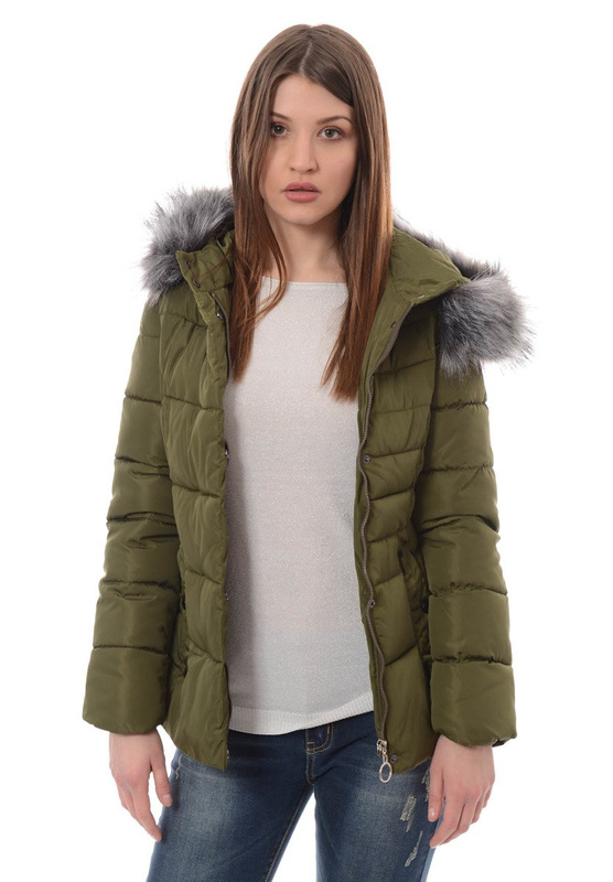  Damska Zimowa Kurtka Ortalionowa Zielona