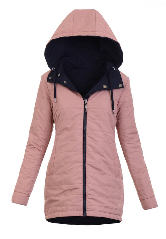 Parka Wiosenna Dwustronna Granatowo- Różowa