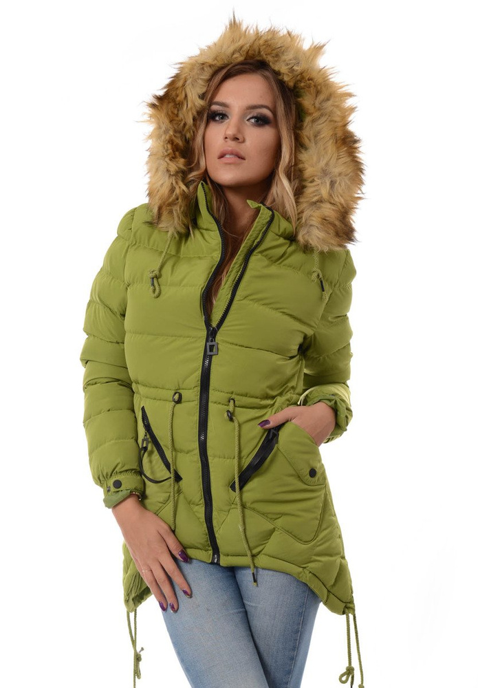 Damska Zimowa Kurtka Ortalionowa Jasno Zielona