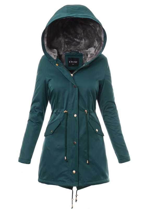 Kurtka Patrycja Zielona Z Szarym Futerkiem