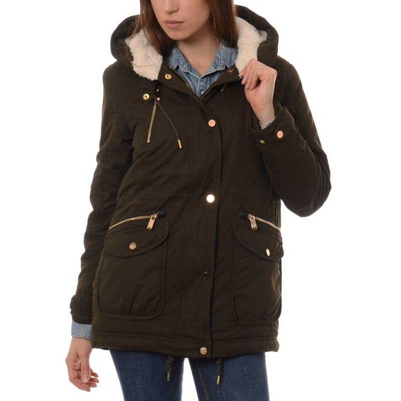 Damska Kurtka Parka Zimowa Oliwkowa