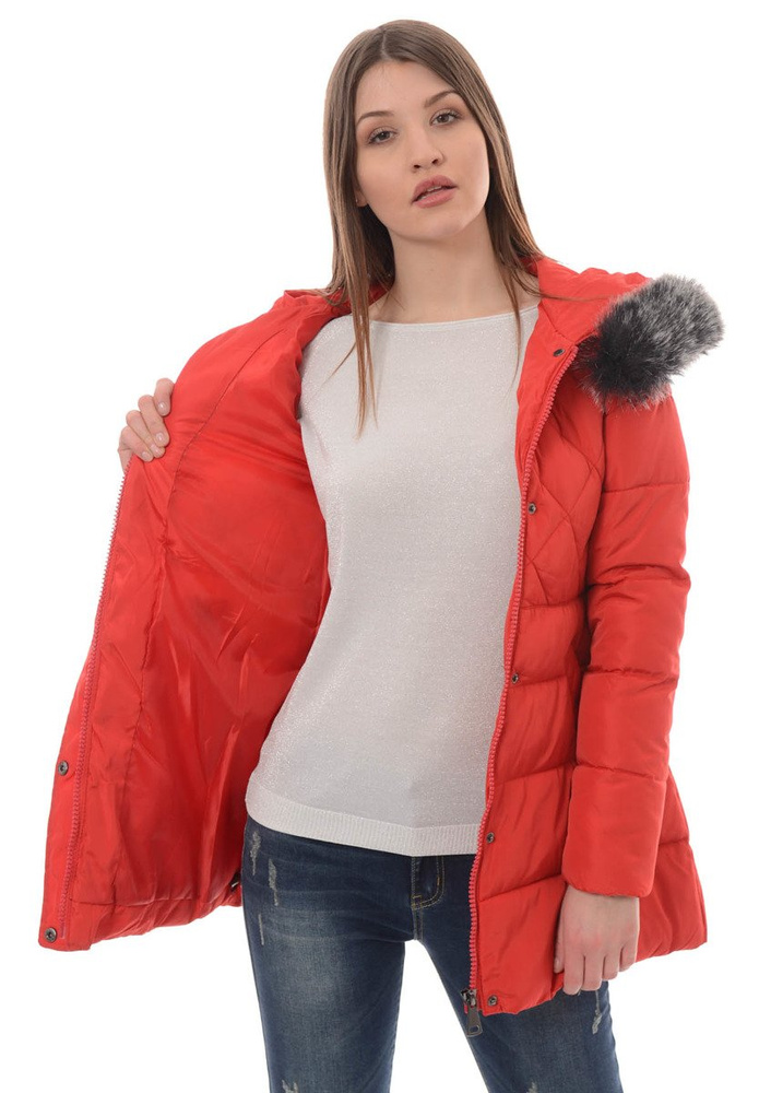 Damska Zimowa Kurtka Ortalionowa Czerwona