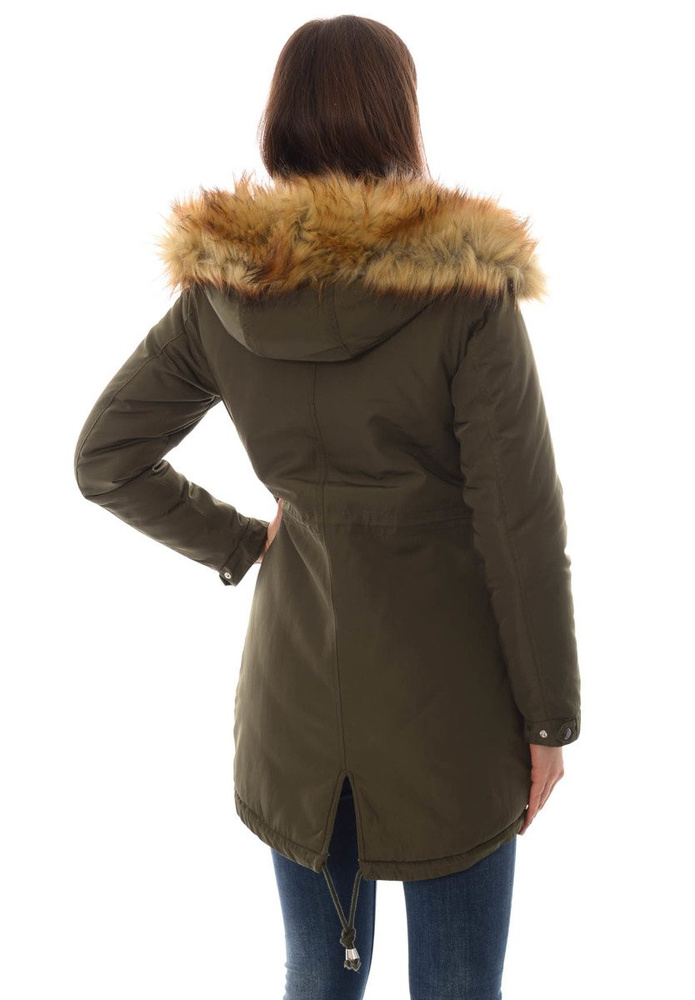 Damska Kurtka Parka Ortalionowa Zimowa Zielona