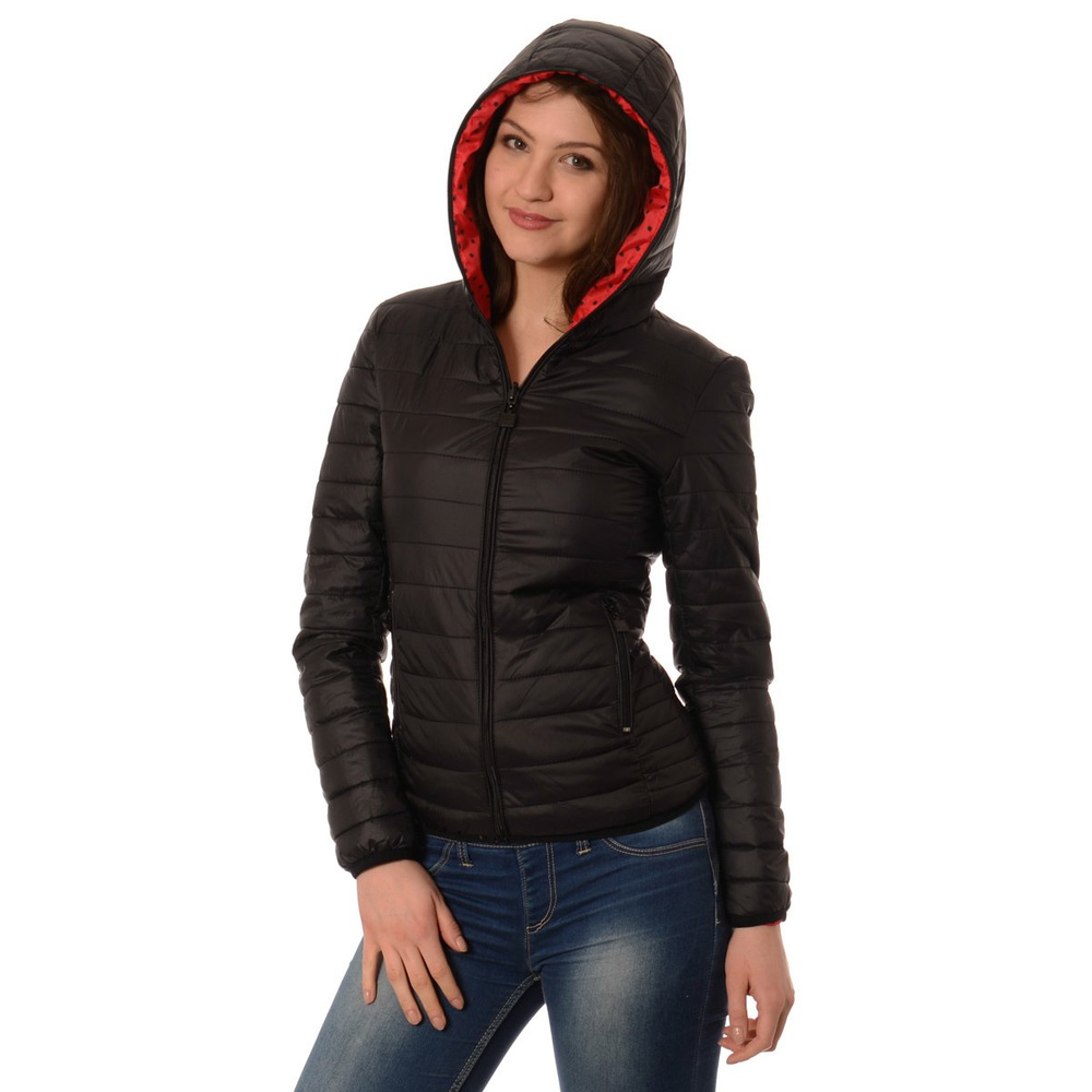 Damska Dwustronna Wiosenna Kurtka Ortalionowa Nadia Czarno Czerwona