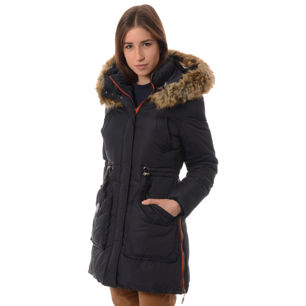 Damska Zimowa Kurtka Płaszczyk Granatowa