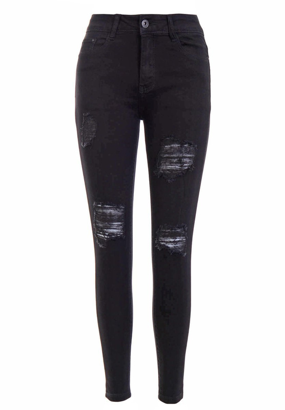 Damskie Spodnie Jeansowe Czarne