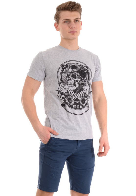 Męska Koszulka T-Shirt Nadruk Szara
