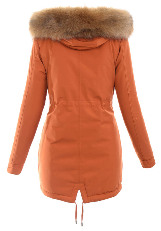 Damska Kurtka Zimowa Parka Dwustronna Felicja Pomarańczowa