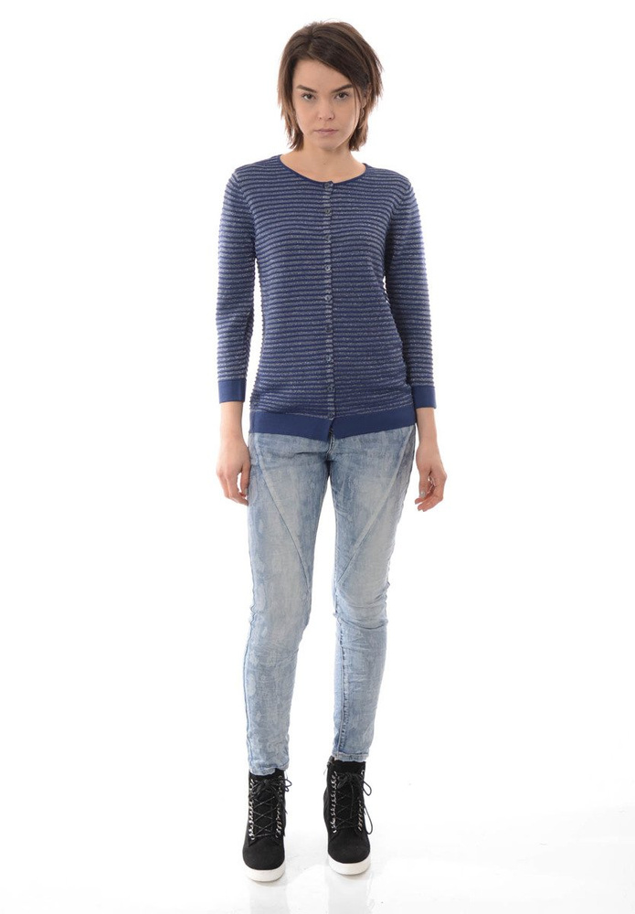 Damska Bluzka Sweterek Zapinany Niebieski