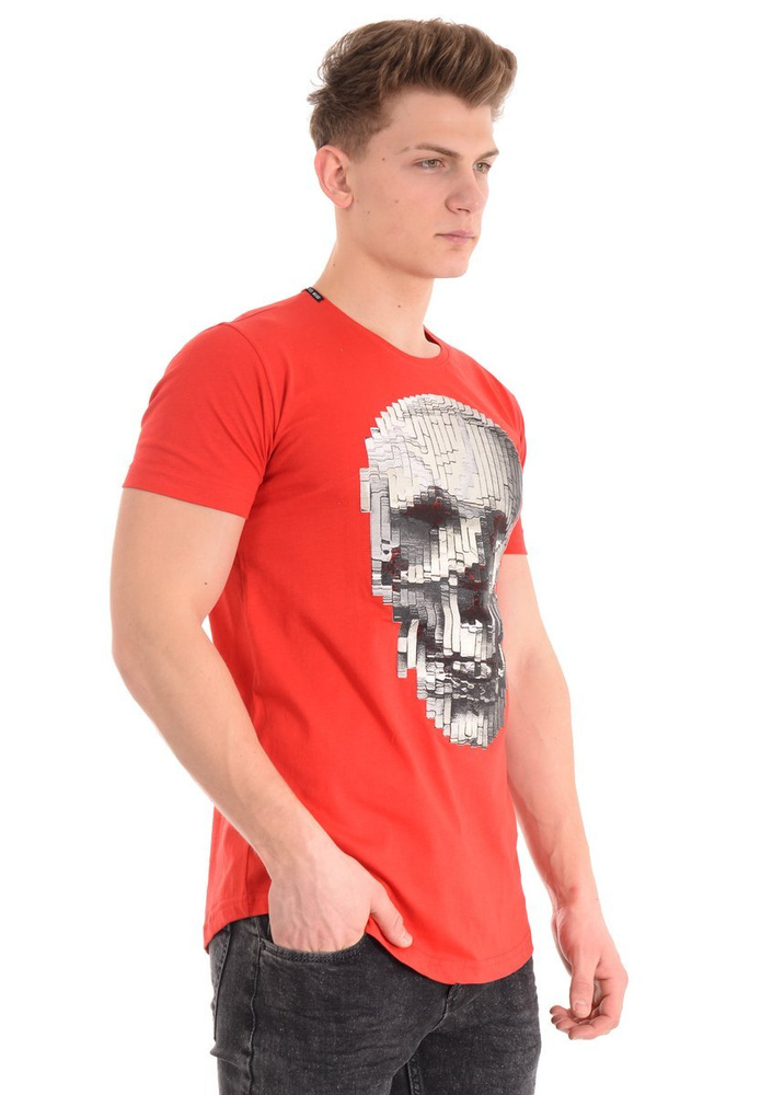 Męska Koszulka T-Shirt Nadruk Czerwona