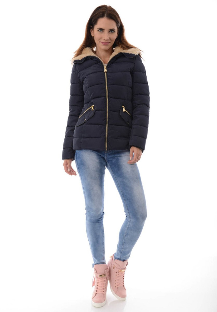 Damska Zimowa Kurtka Ortalionowa Emma Granatowa