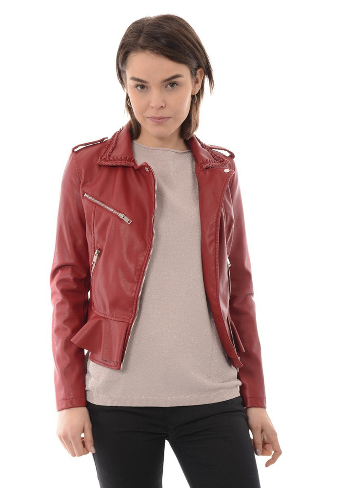 Damska Kurtka Ramoneska Elwira Bordowa